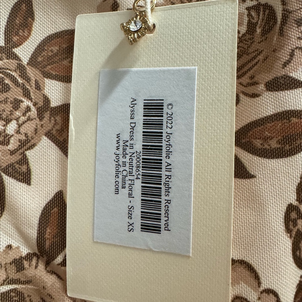 Joyfolie Mia Joy Ruffled Dress in Brown and Cream